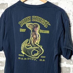 Iron Cross Surfboards Size large Y2K Print Surf Shirt